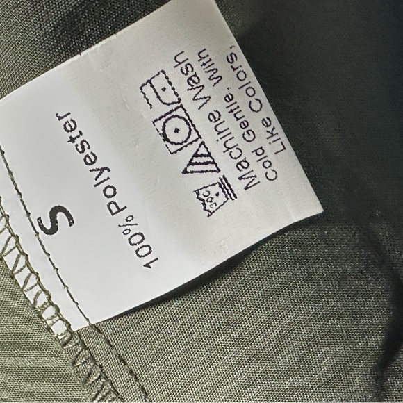 Olive Army Green V-Neck Flutter‎ Sleeve Ruched Waist A-Line Mini Dress small - Picture 7 of 15